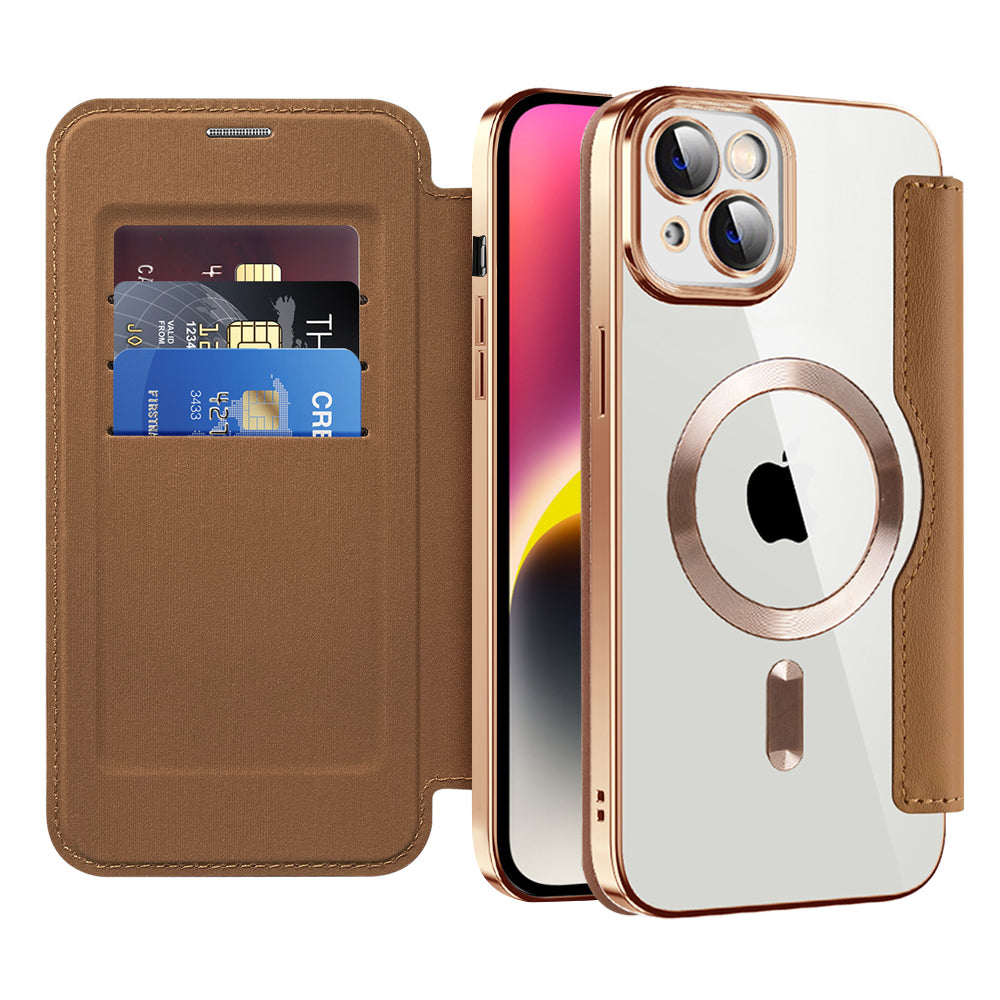 Husa de protectie Techsuit SmartMag Book compatibil cu iPhone 14, Maro