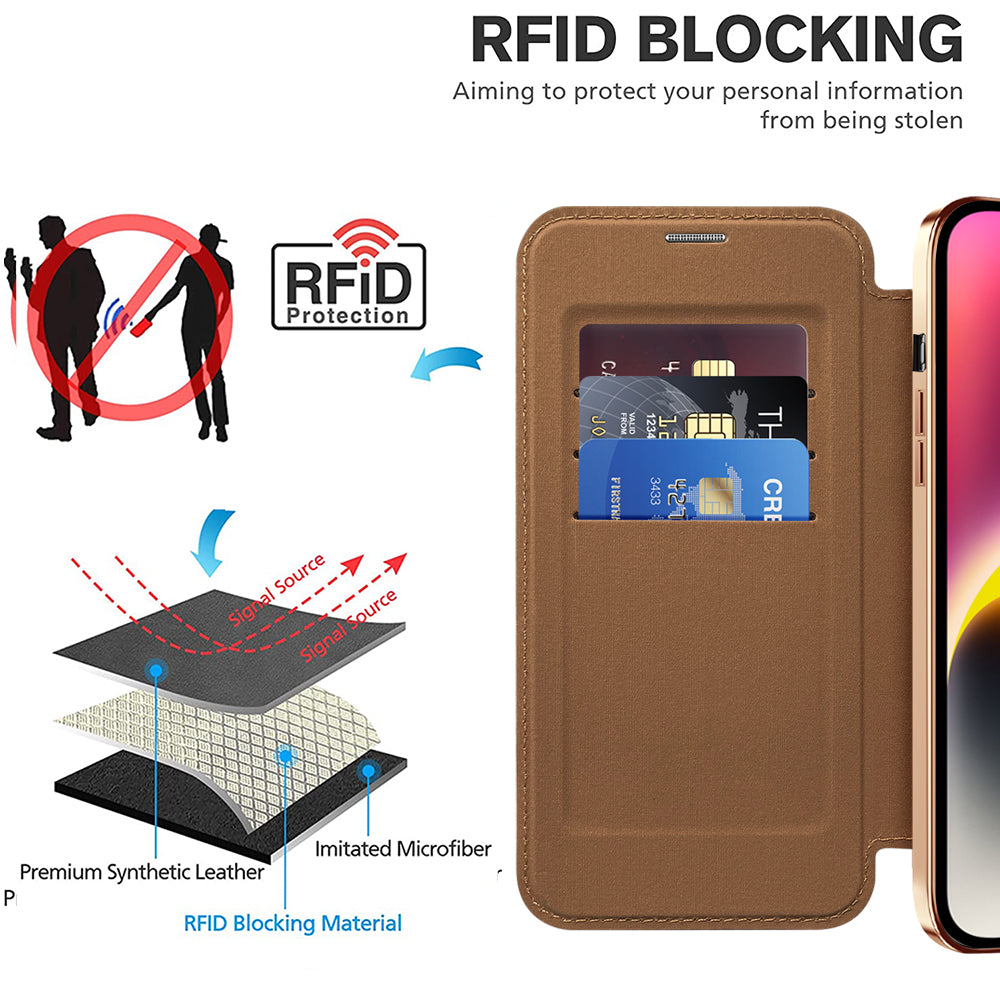 Husa de protectie Techsuit SmartMag Book compatibil cu iPhone 14, Maro