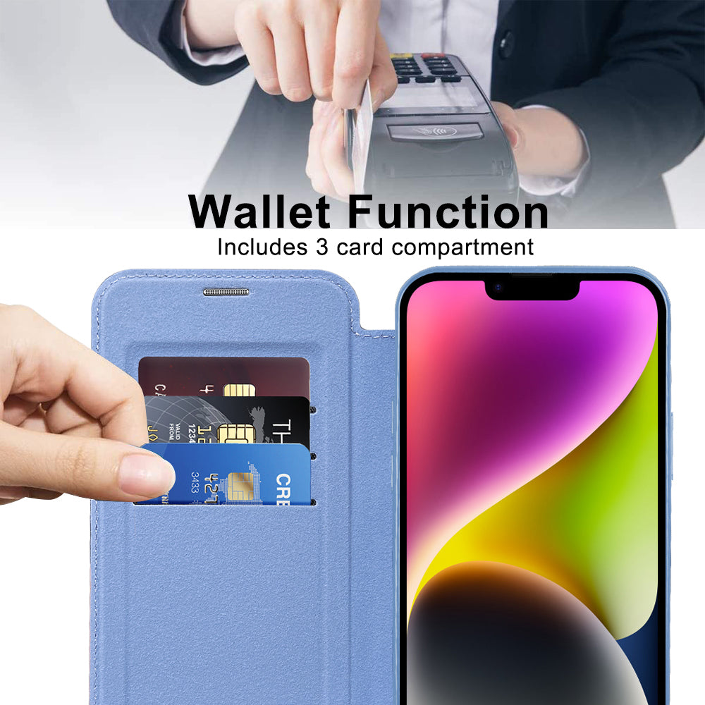 Husa de protectie Techsuit SmartMag Book compatibil cu iPhone 14, Albastru Deschis
