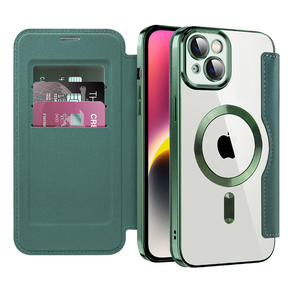 Husa de protectie Techsuit SmartMag Book compatibil cu iPhone 14 Plus, Verde
