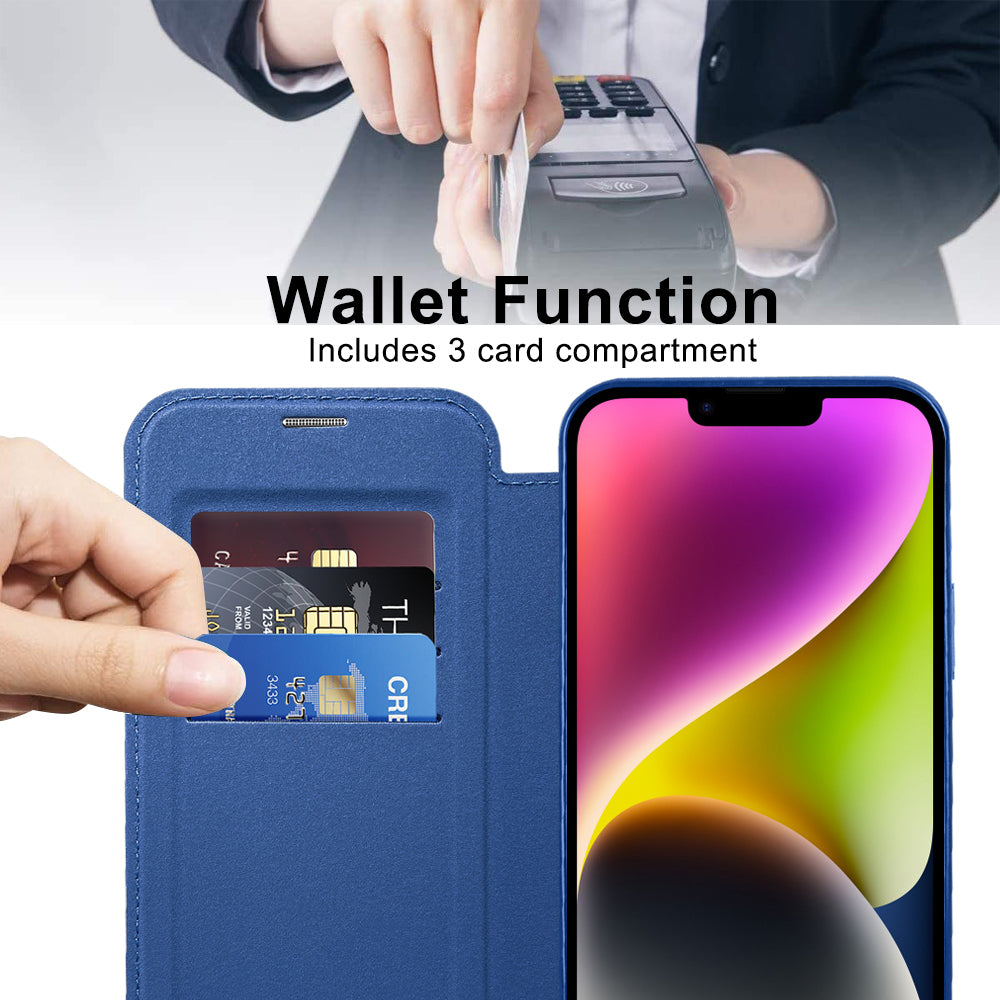 Husa de protectie Techsuit SmartMag Book compatibil cu iPhone 14 Plus, Albastru