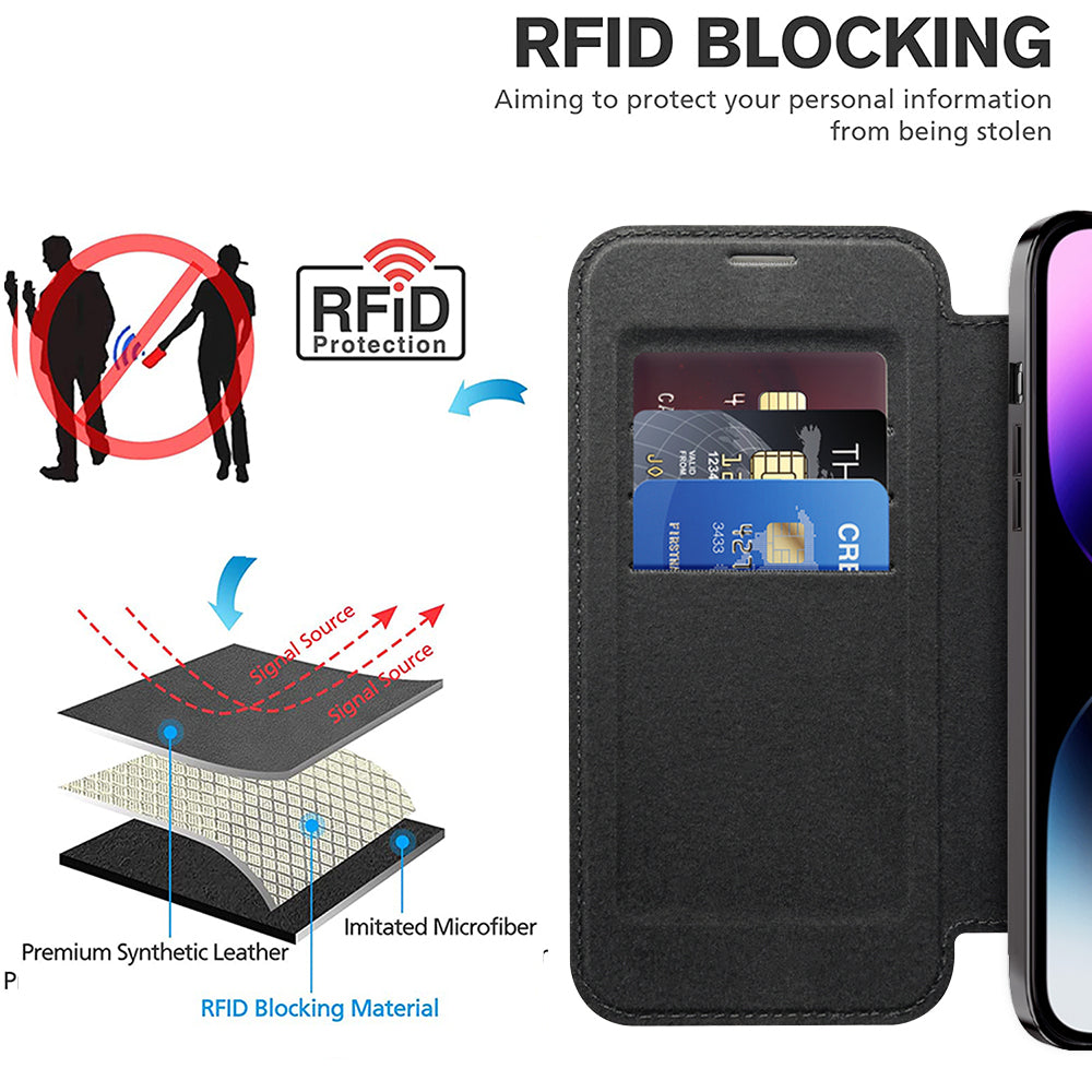 Husa de protectie Techsuit SmartMag Book compatibil cu iPhone 14 Pro Max, Negru