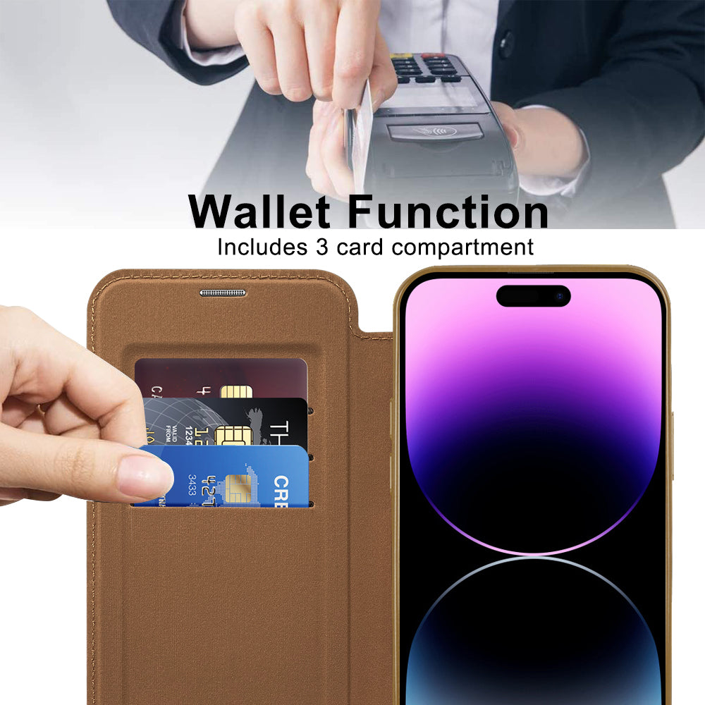 Husa de protectie Techsuit SmartMag Book compatibil cu iPhone 14 Pro Max, Maro