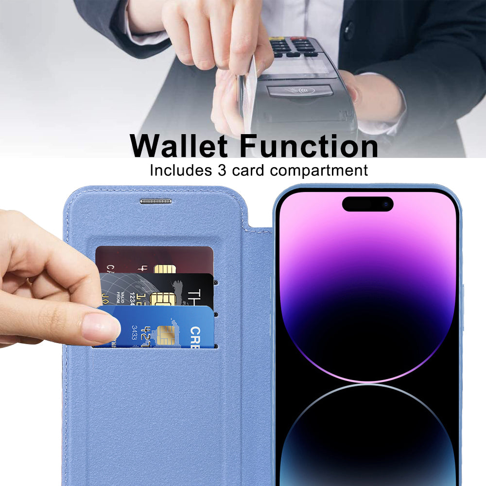 Husa de protectie Techsuit SmartMag Book compatibil cu iPhone 14 Pro Max, Albastru Deschis
