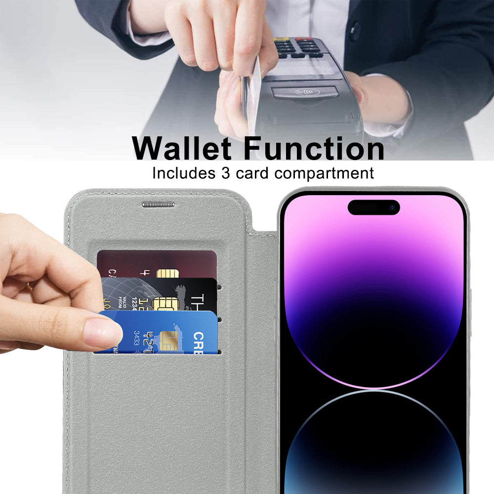 Husa de protectie Techsuit SmartMag Book compatibil cu iPhone 14 Pro Max, Gri