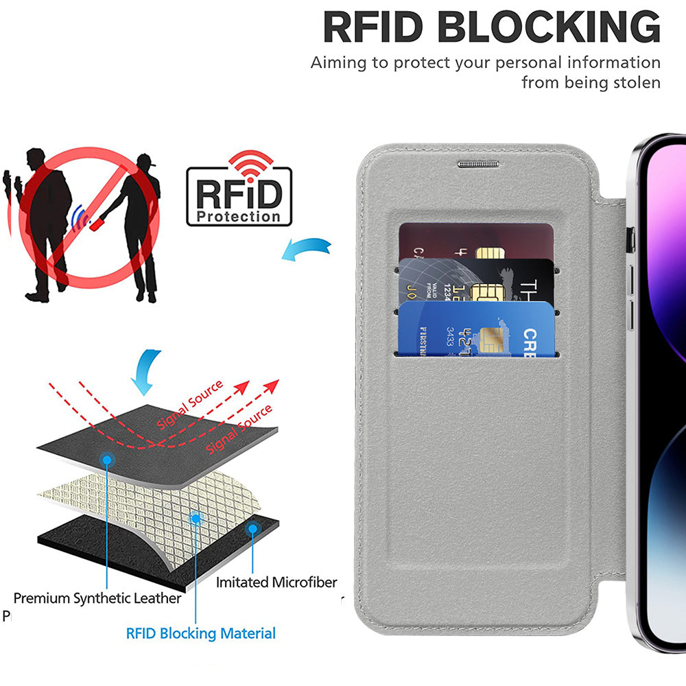 Husa de protectie Techsuit SmartMag Book compatibil cu iPhone 14 Pro Max, Gri