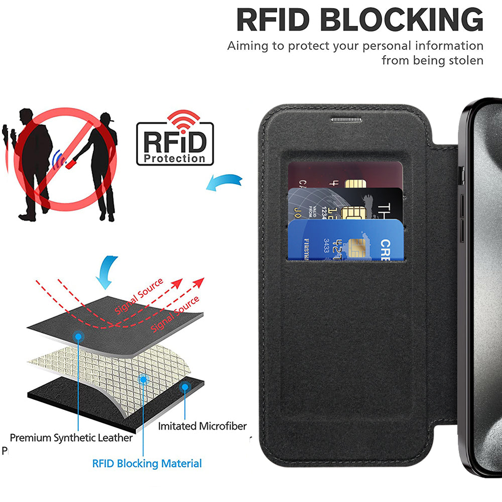 Husa de protectie Techsuit SmartMag Book compatibil cu iPhone 15 Pro, Negru