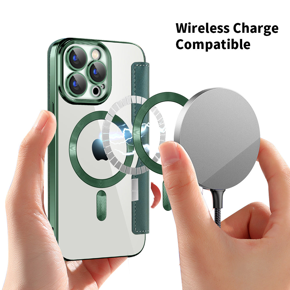 Husa de protectie Techsuit SmartMag Book compatibil cu iPhone 15 Pro, Verde