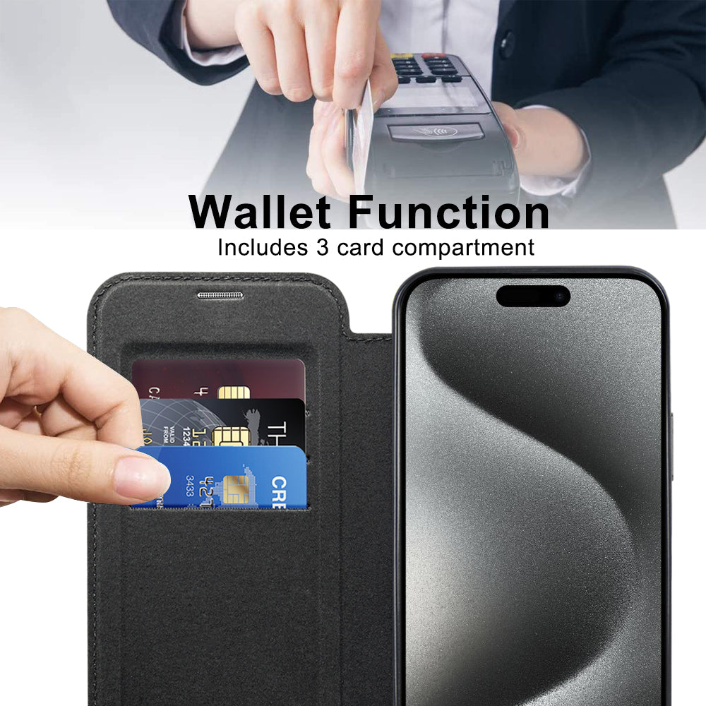 Husa de protectie Techsuit SmartMag Book compatibil cu iPhone 15 Pro Max, Negru