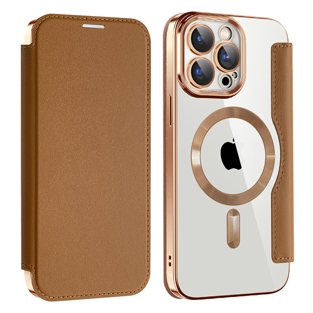 Husa de protectie Techsuit SmartMag Book compatibil cu iPhone 15 Pro Max, Maro