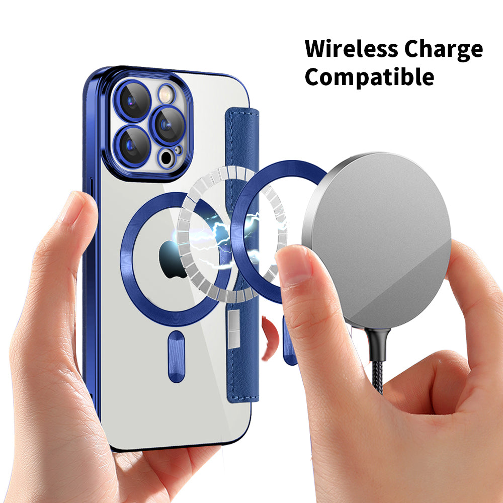 Husa de protectie Techsuit SmartMag Book compatibil cu iPhone 15 Pro Max, Albastru