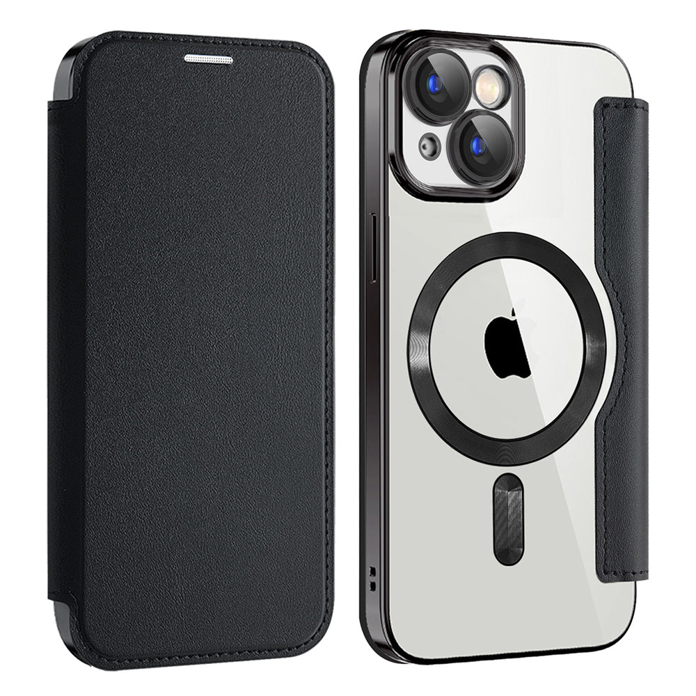 Husa de protectie Techsuit SmartMag Book compatibil cu iPhone 15, Negru