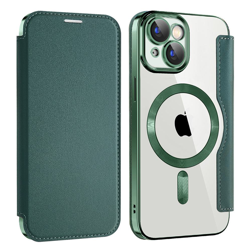 Husa de protectie Techsuit SmartMag Book compatibil cu iPhone 15, Verde