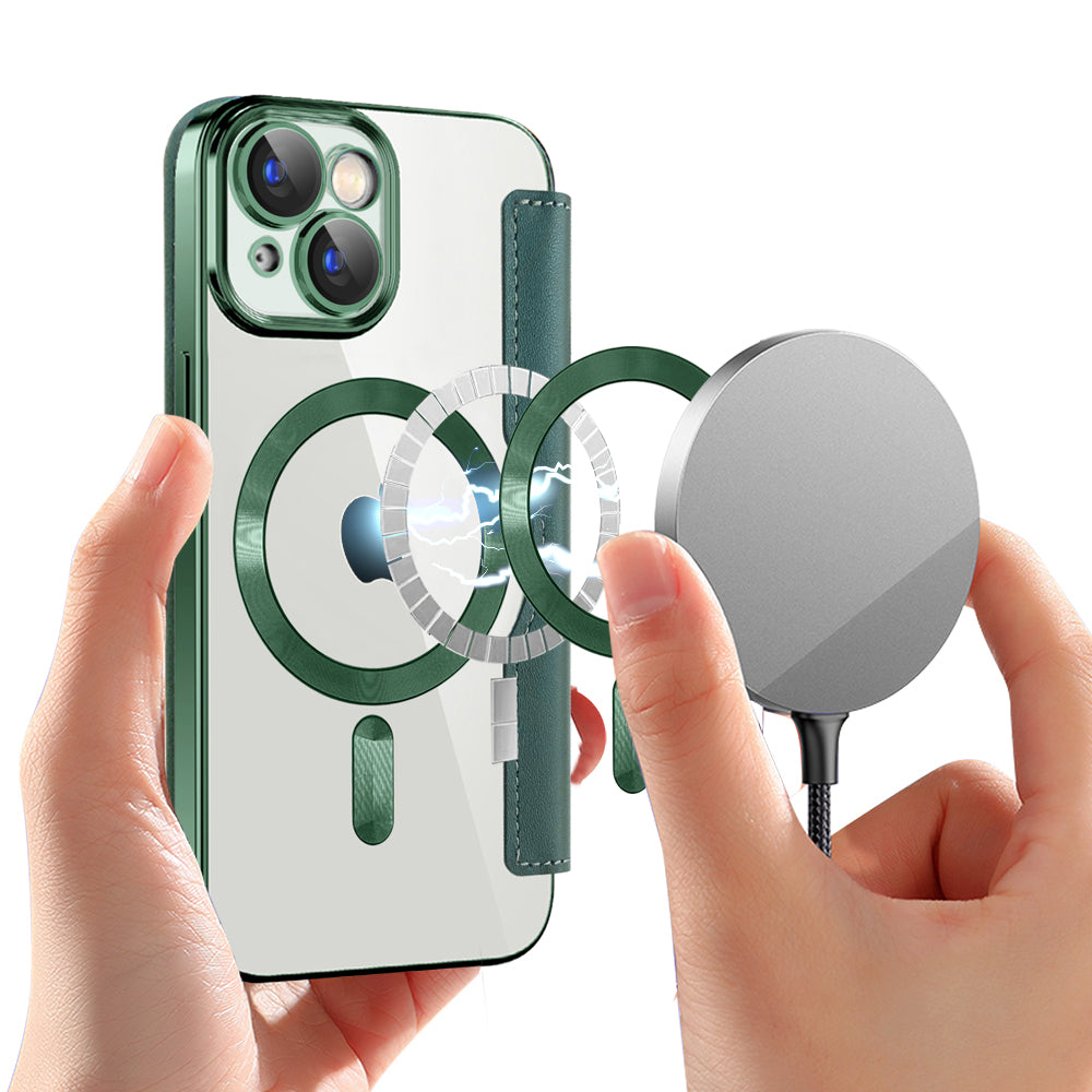 Husa de protectie Techsuit SmartMag Book compatibil cu iPhone 15, Verde