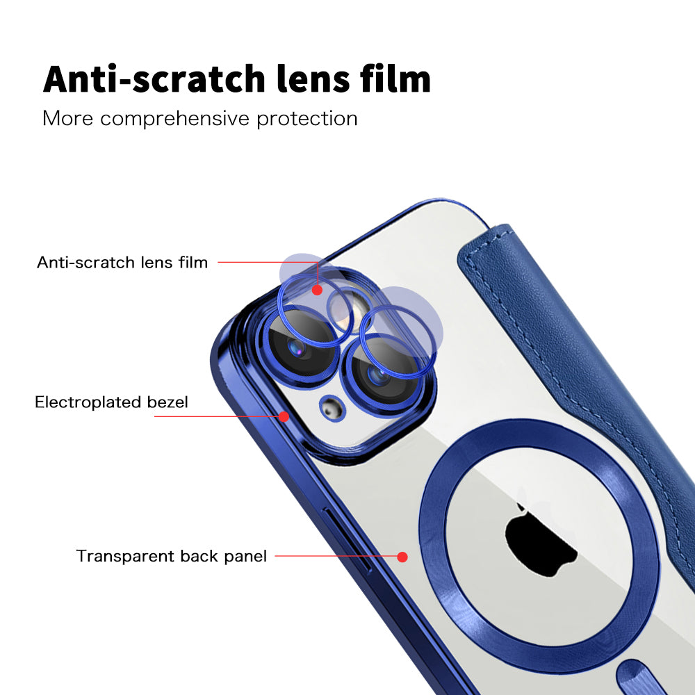 Husa de protectie Techsuit SmartMag Book compatibil cu iPhone 15, Albastru