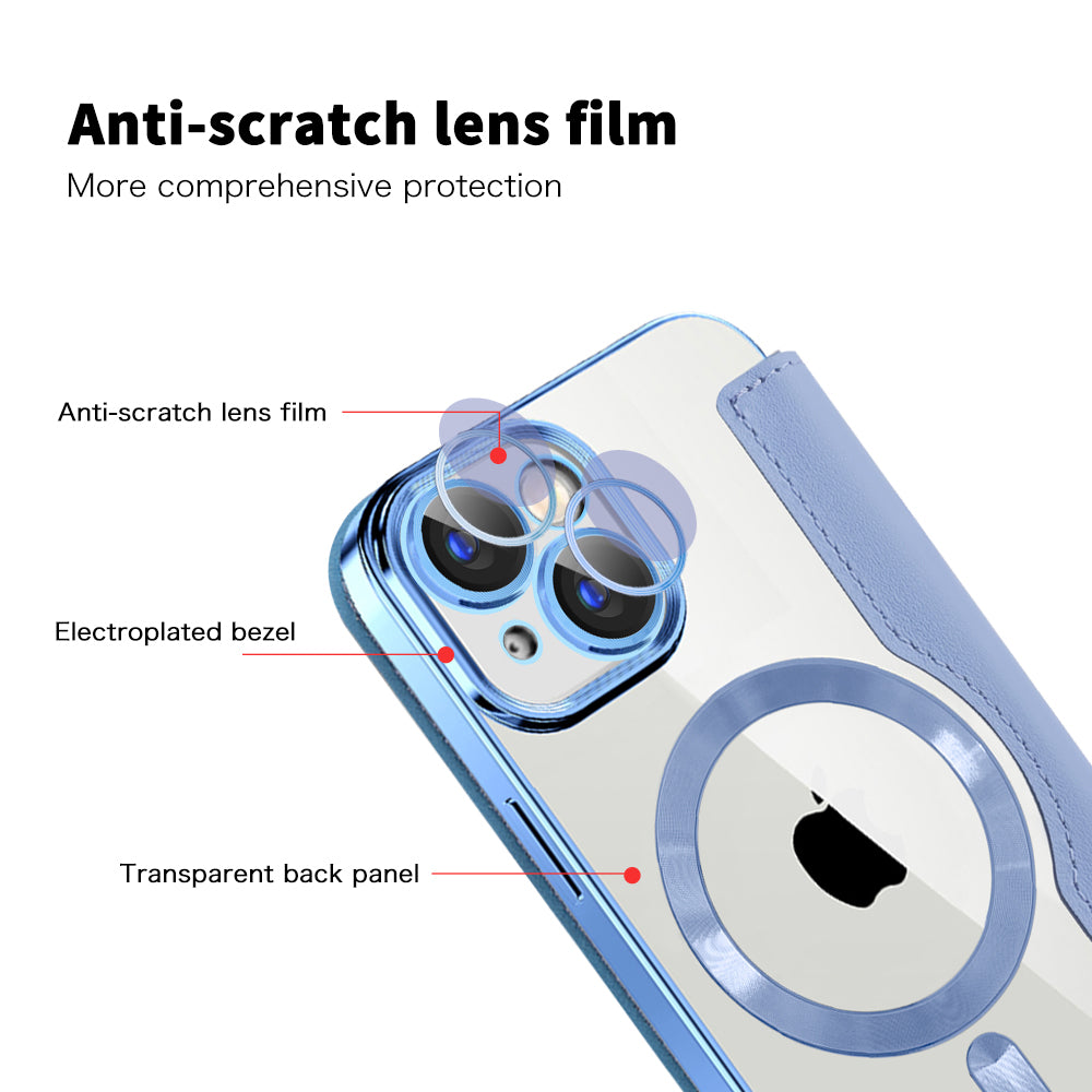 Husa de protectie Techsuit SmartMag Book compatibil cu iPhone 15, Albastru Deschis