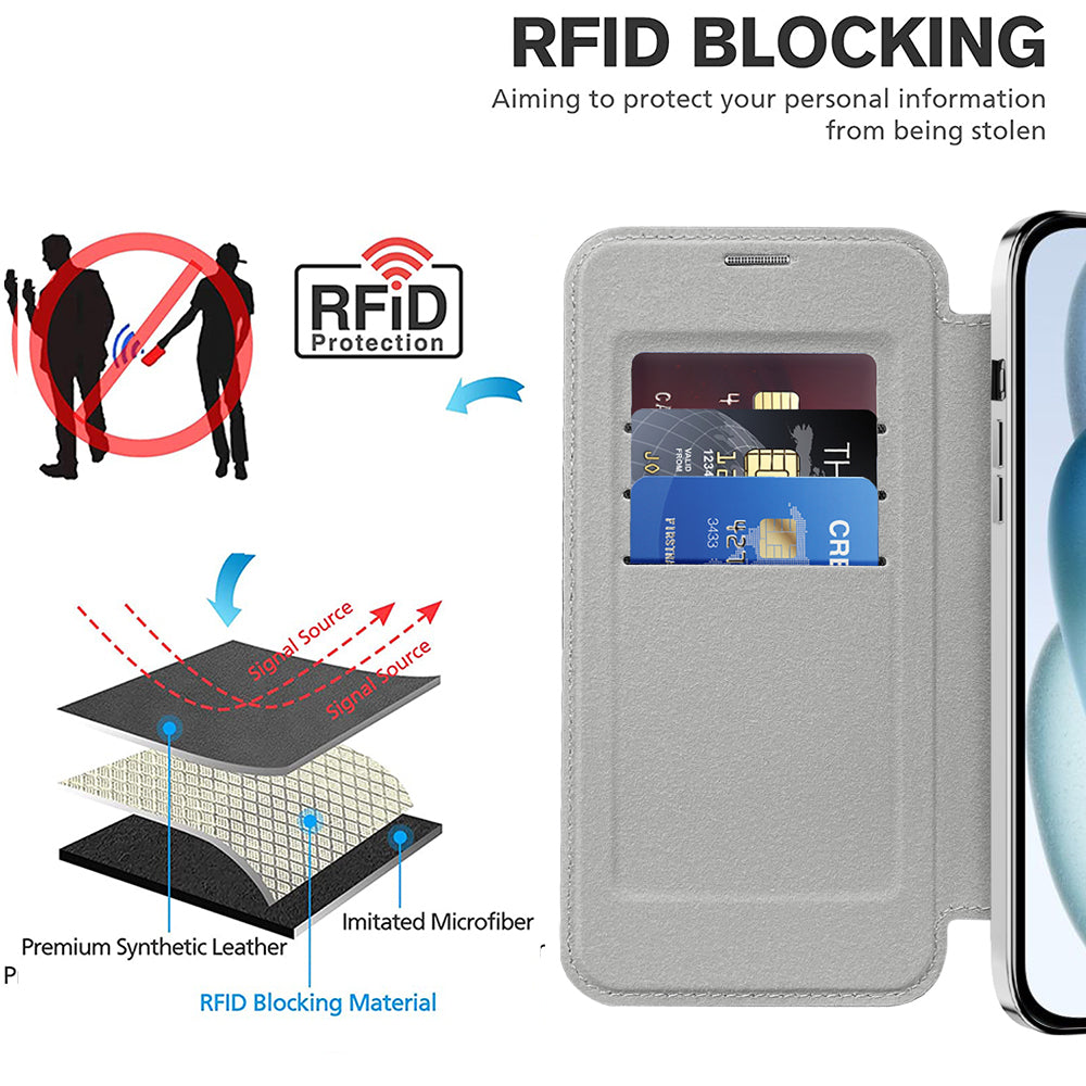 Husa de protectie Techsuit SmartMag Book compatibil cu iPhone 15, Gri
