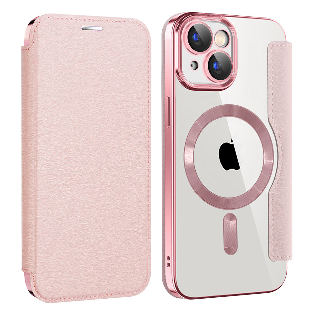 Husa de protectie Techsuit SmartMag Book compatibil cu iPhone 15 Plus, Roz