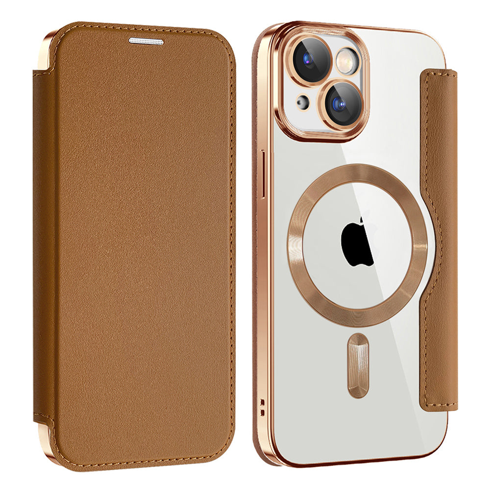Husa de protectie Techsuit SmartMag Book compatibil cu iPhone 15 Plus, Maro