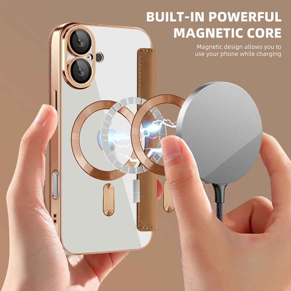 Husa de protectie Techsuit SmartMag Book compatibil cu iPhone 16 Plus, Maro