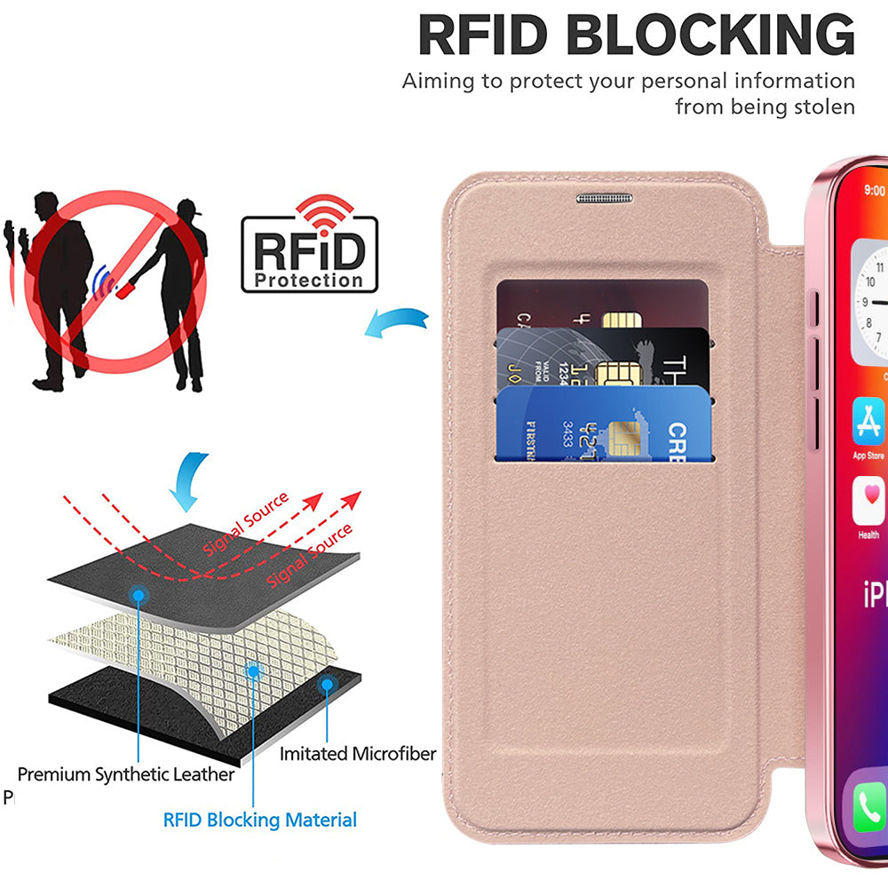 Husa de protectie Techsuit SmartMag Book compatibil cu iPhone 16 Pro, Roz
