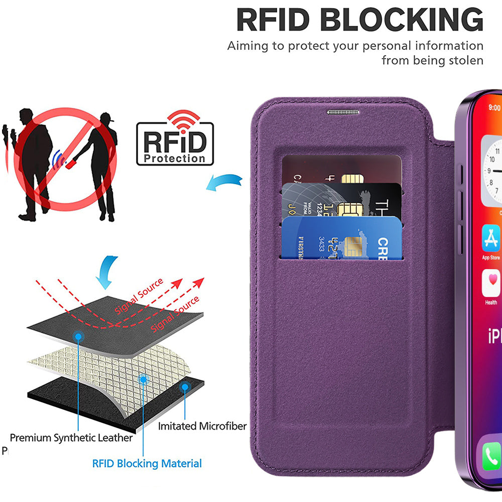 Husa de protectie Techsuit SmartMag Book compatibil cu iPhone 16 Pro, Mov
