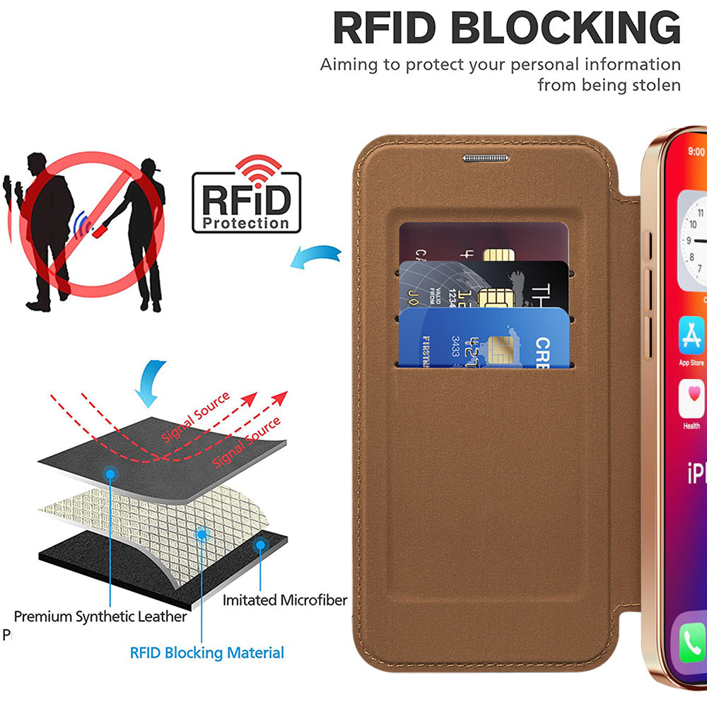 Husa de protectie Techsuit SmartMag Book compatibil cu iPhone 16 Pro Max, Maro