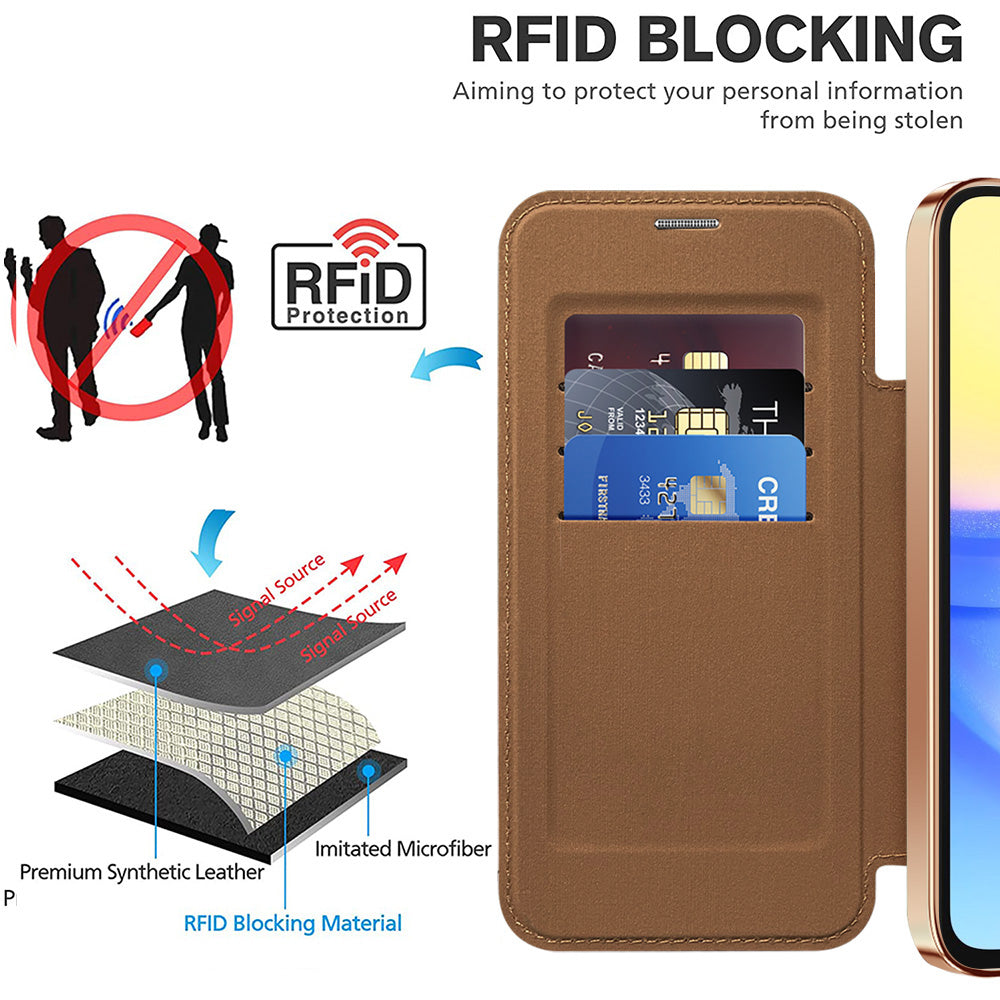 Husa de protectie Techsuit SmartMag Book compatibil cu Samsung Galaxy A15 4G / A15 5G, Maro