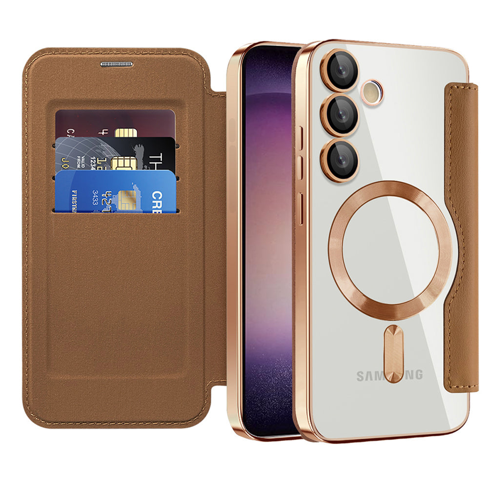 Husa de protectie Techsuit SmartMag Book compatibil cu Samsung Galaxy S23, Maro
