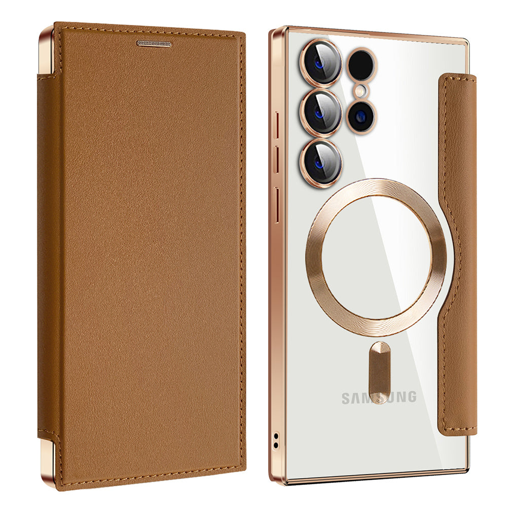 Husa de protectie Techsuit SmartMag Book compatibil cu Samsung Galaxy S24 Ultra, Maro