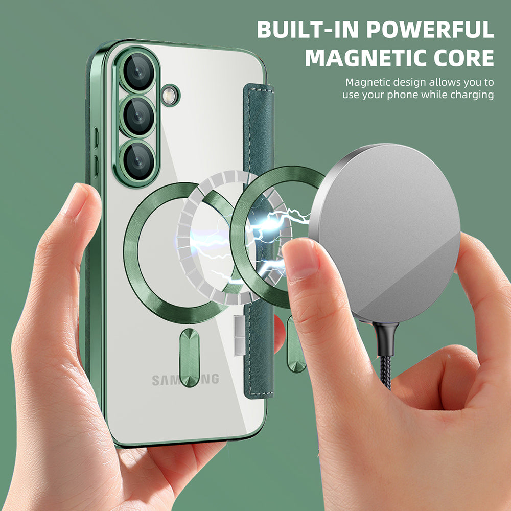 Husa de protectie Techsuit SmartMag Book compatibil cu Samsung Galaxy S25, Verde
