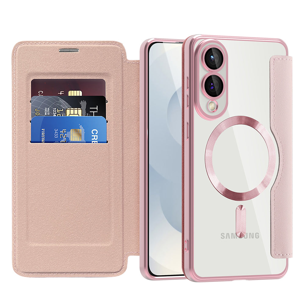 Husa de protectie Techsuit SmartMag Book compatibil cu Samsung Galaxy S25 Edge, Roz