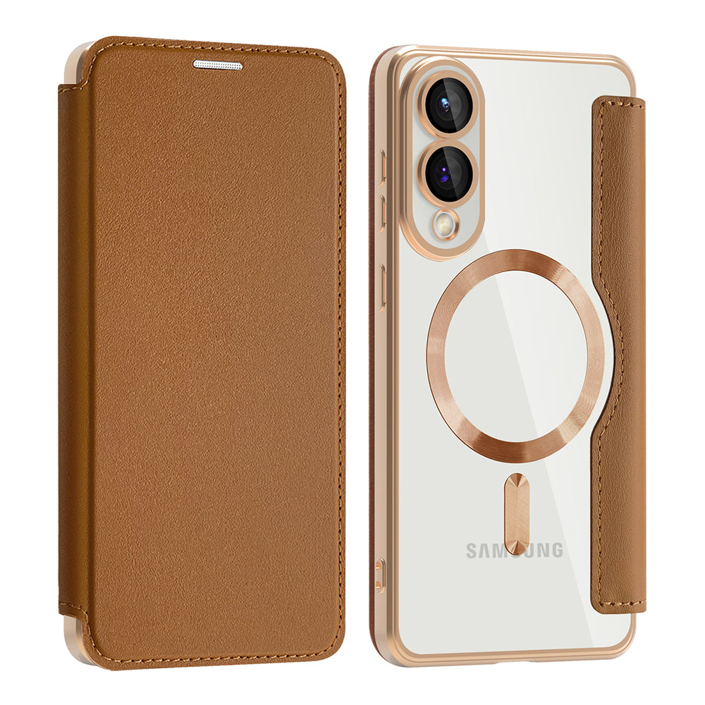 Husa de protectie Techsuit SmartMag Book compatibil cu Samsung Galaxy S25 Edge, Maro
