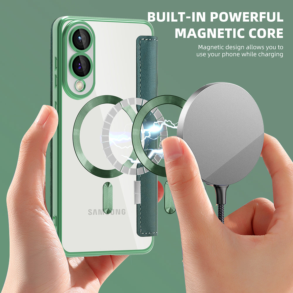 Husa de protectie Techsuit SmartMag Book compatibil cu Samsung Galaxy S25 Edge, Verde