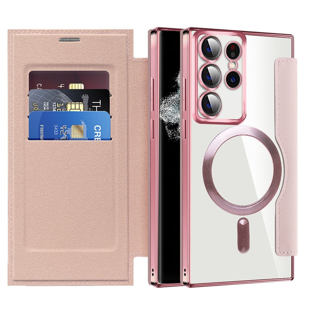 Husa de protectie Techsuit SmartMag Book compatibil cu Samsung Galaxy S22 Ultra 5G, Roz