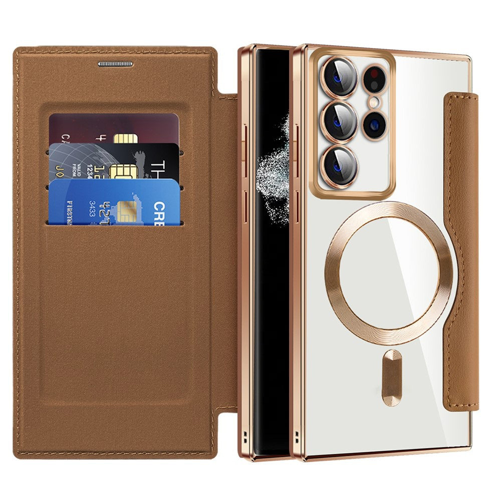 Husa de protectie Techsuit SmartMag Book compatibil cu Samsung Galaxy S22 Ultra 5G, Maro