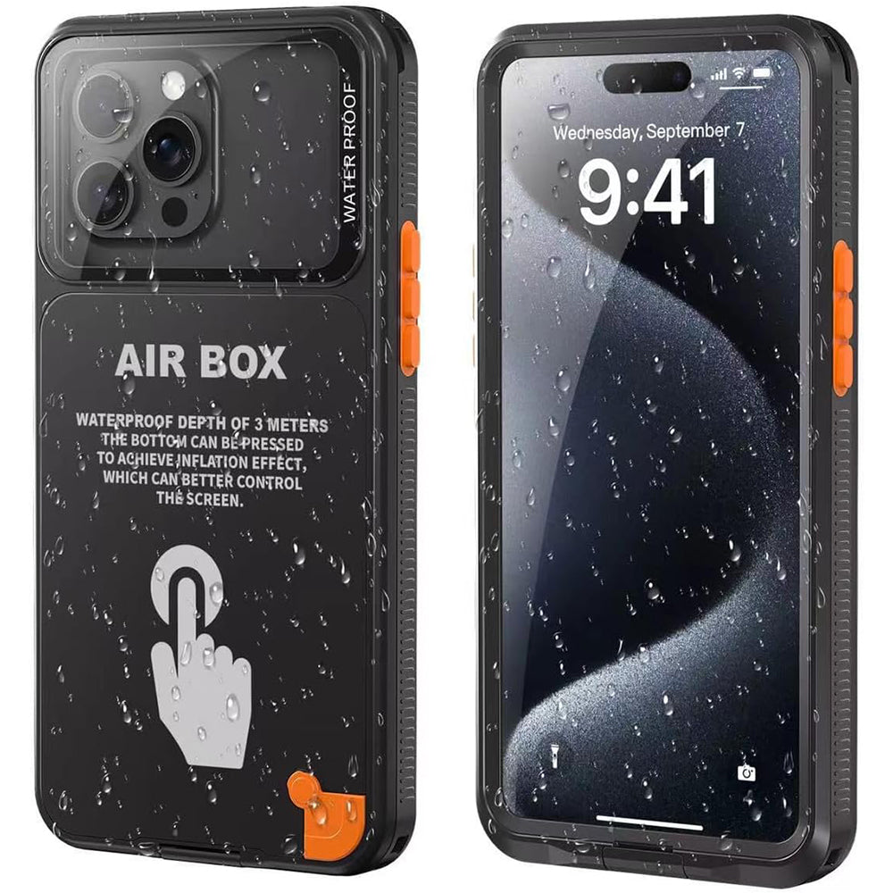 ShellBox AirBox Waterproof IP68 Case (6.1 inch), iPhone 12/12 Pro/13/13 Pro/14/14 pro/15/15 Pro/16, Negru