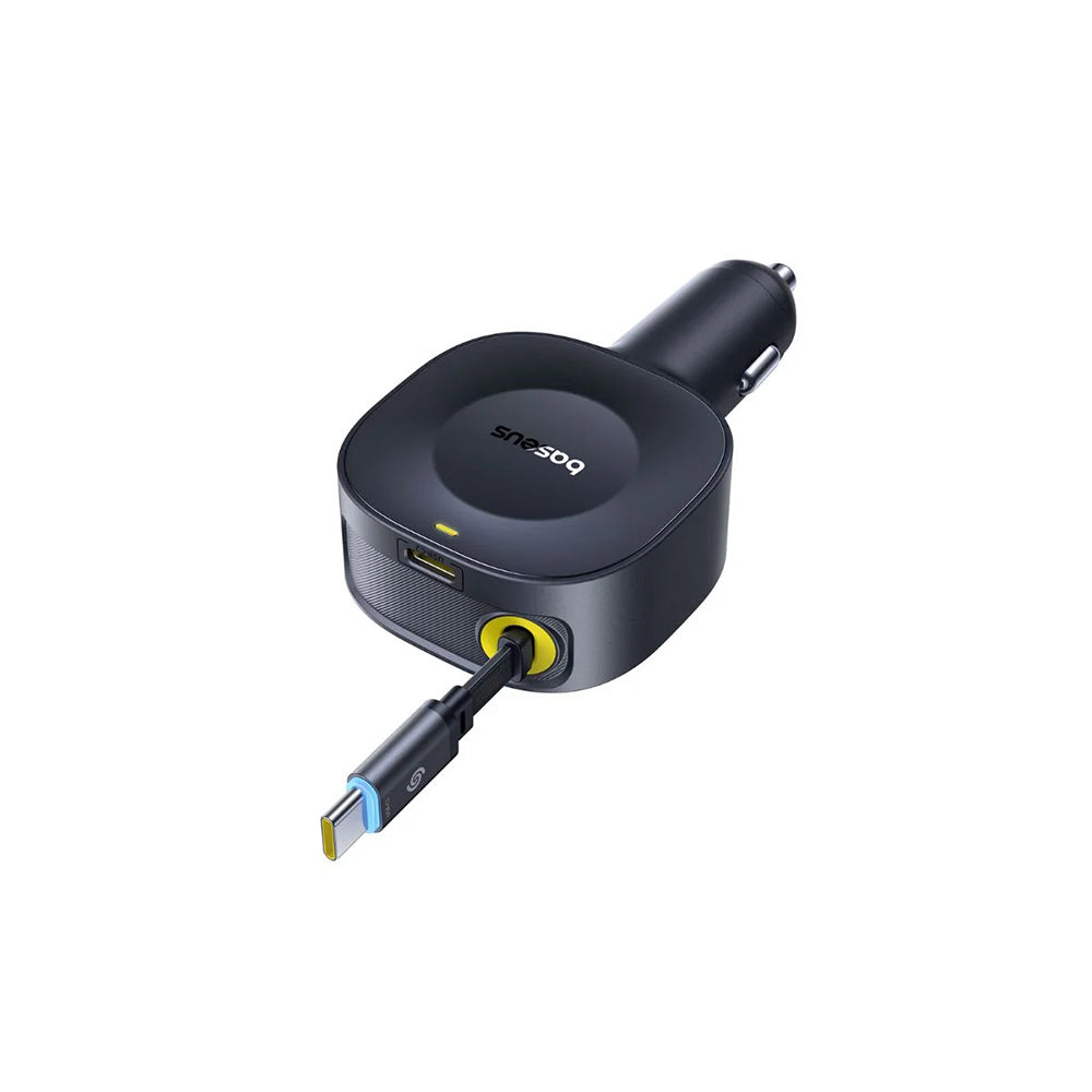 Incarcator Baseus Car PrimeTrip VR2 (C0206400), Type-C, with Retractable Type-C Cable, 30W, 80cm, Negru
