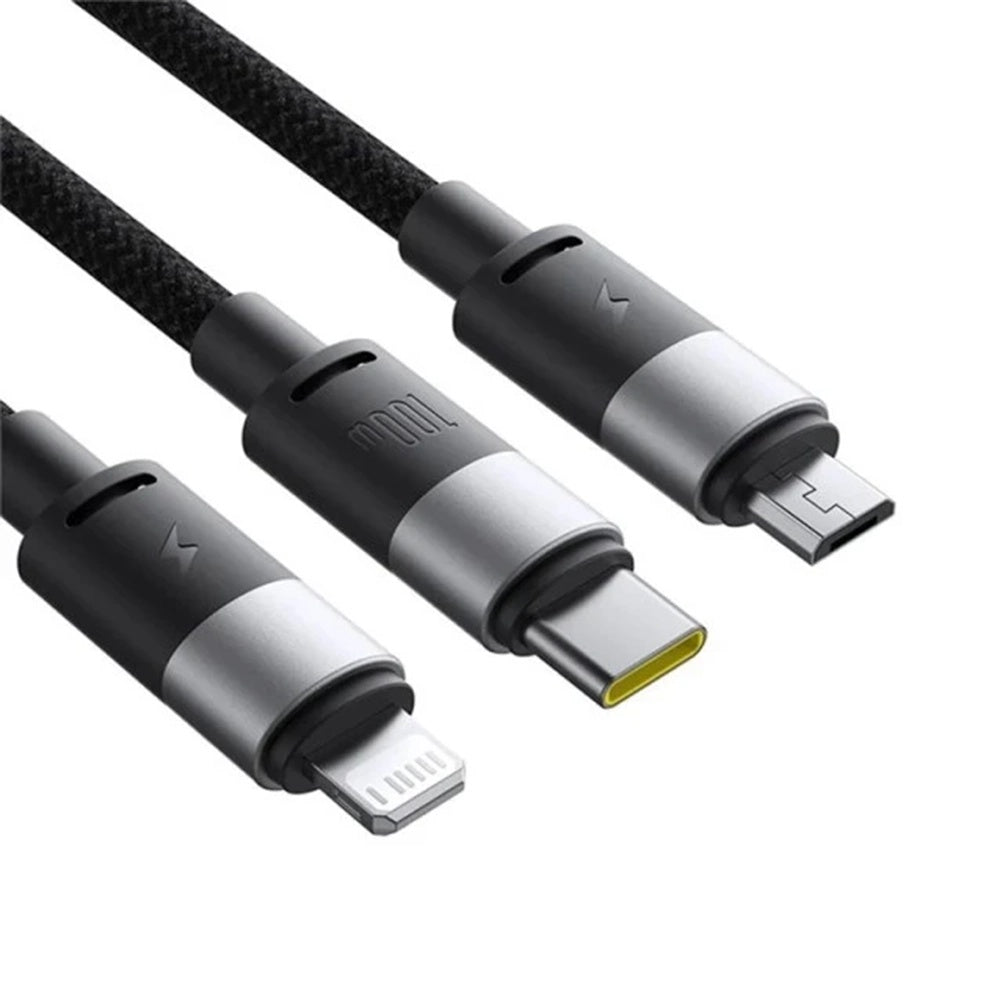 Cablu Baseus StarSpeed (P10319900111-01), USB to Type-C, Lightning, Micro-USB, 100W, 1.5m, Cluster Black
