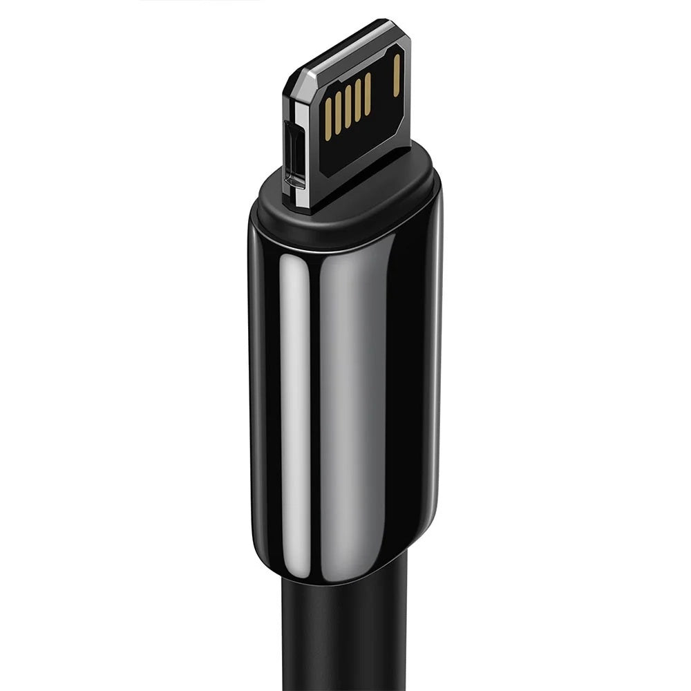 Cablu Baseus Tungsten Gold (CALWJ-A01), USB-A to Lightning, 2.4A, 480Mbps, 20W, 2m, Negru