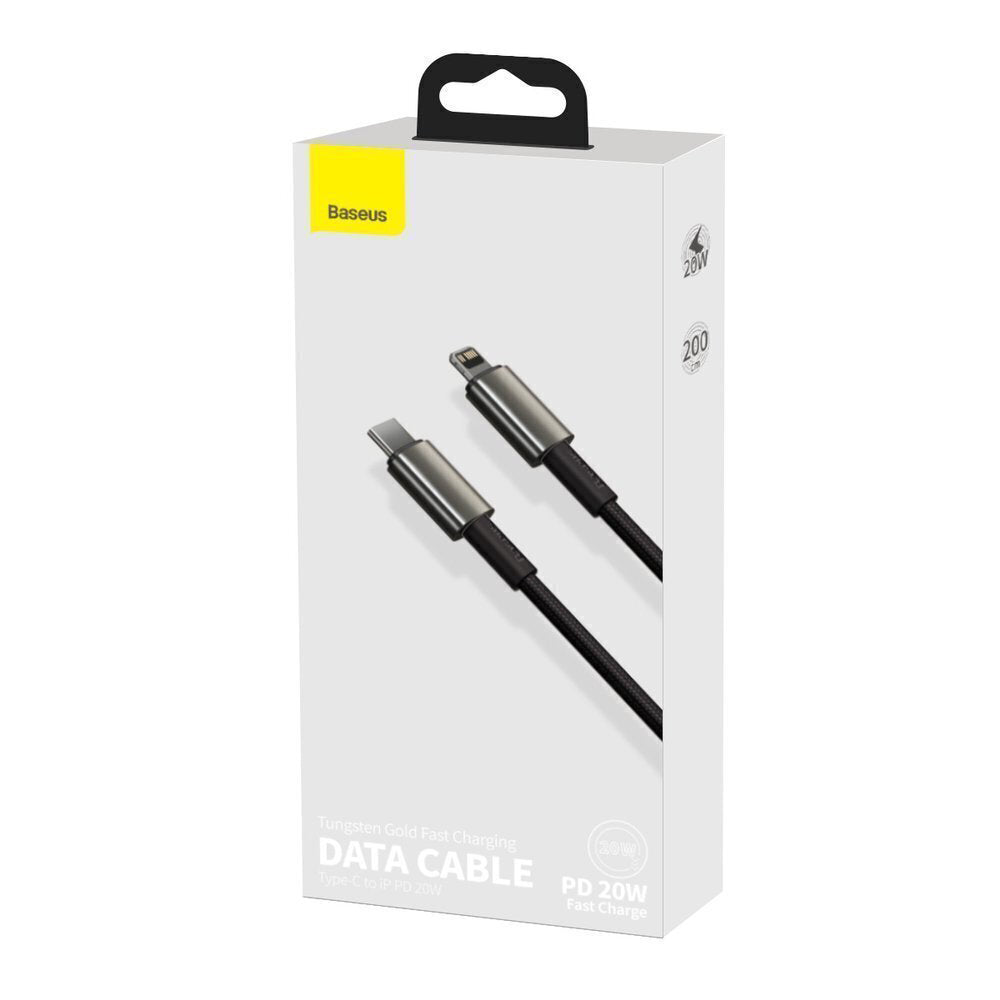 Cablu Baseus Tungsten Gold (CATLWJ-A01), Type-C to Lightning, 20W, 2m, Negru