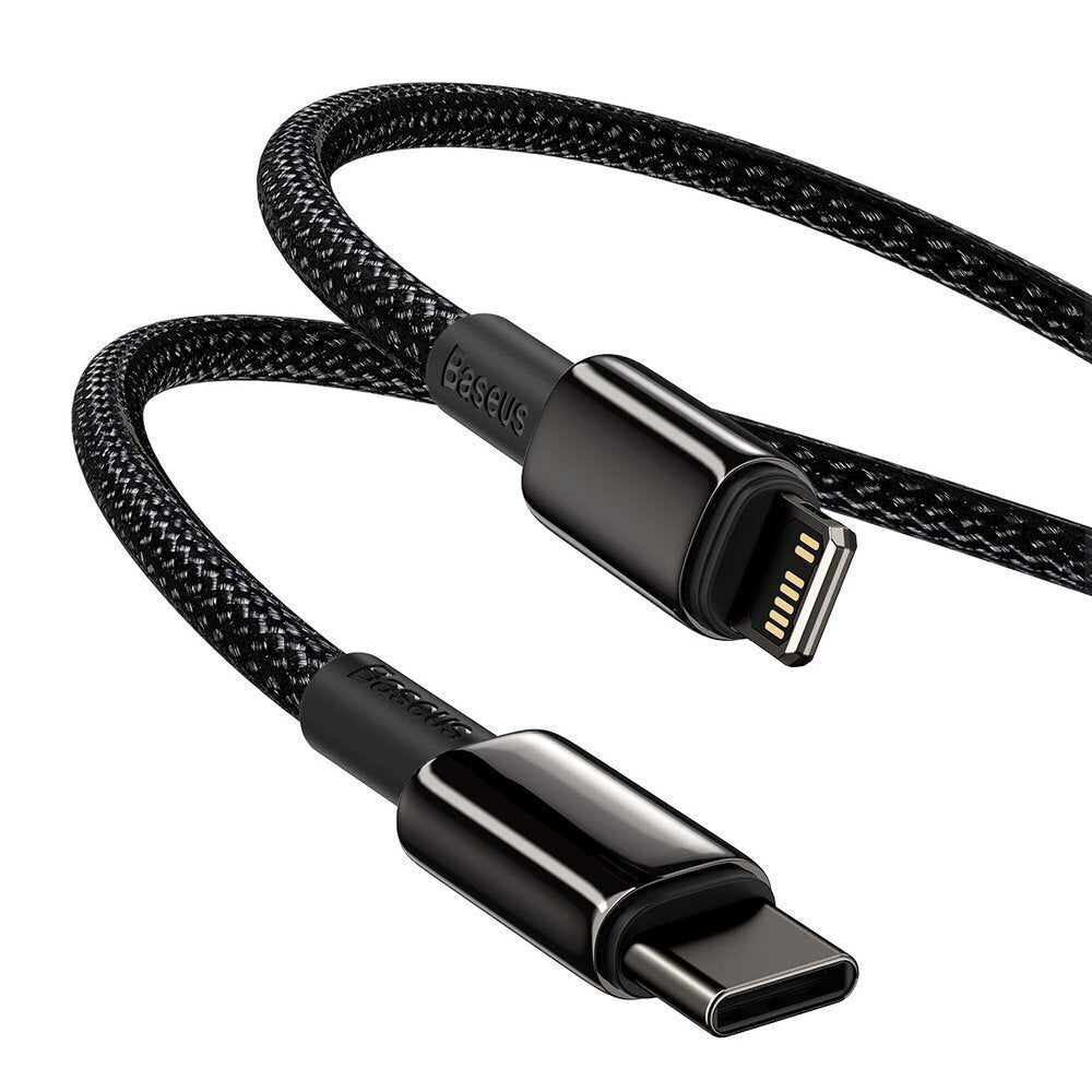 Cablu Baseus Tungsten Gold (CATLWJ-A01), Type-C to Lightning, 20W, 2m, Negru