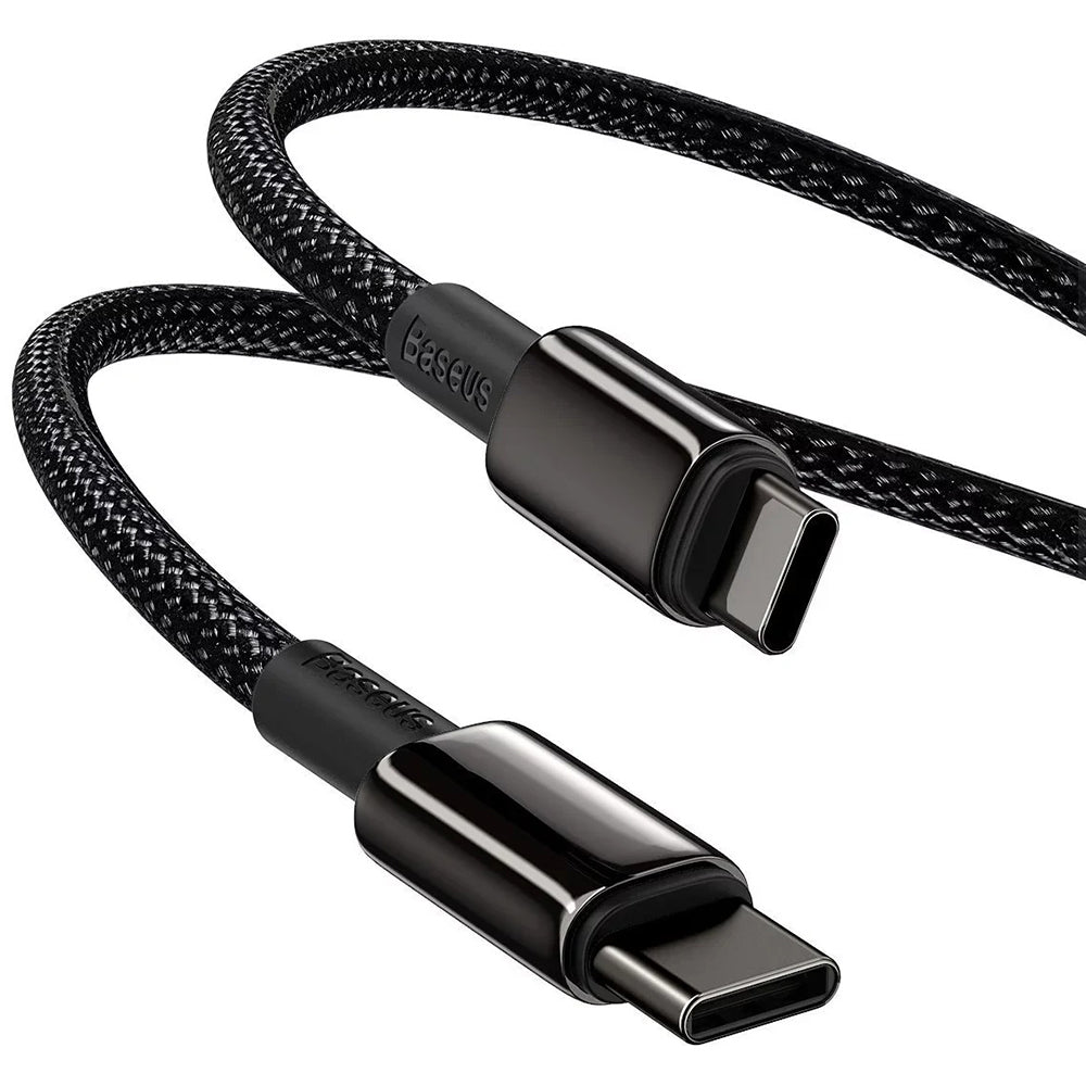 Cablu Baseus Tungsten Gold (CATWJ-01), Type-C to Type-C, Fast Charging, 100W, 1m, Negru
