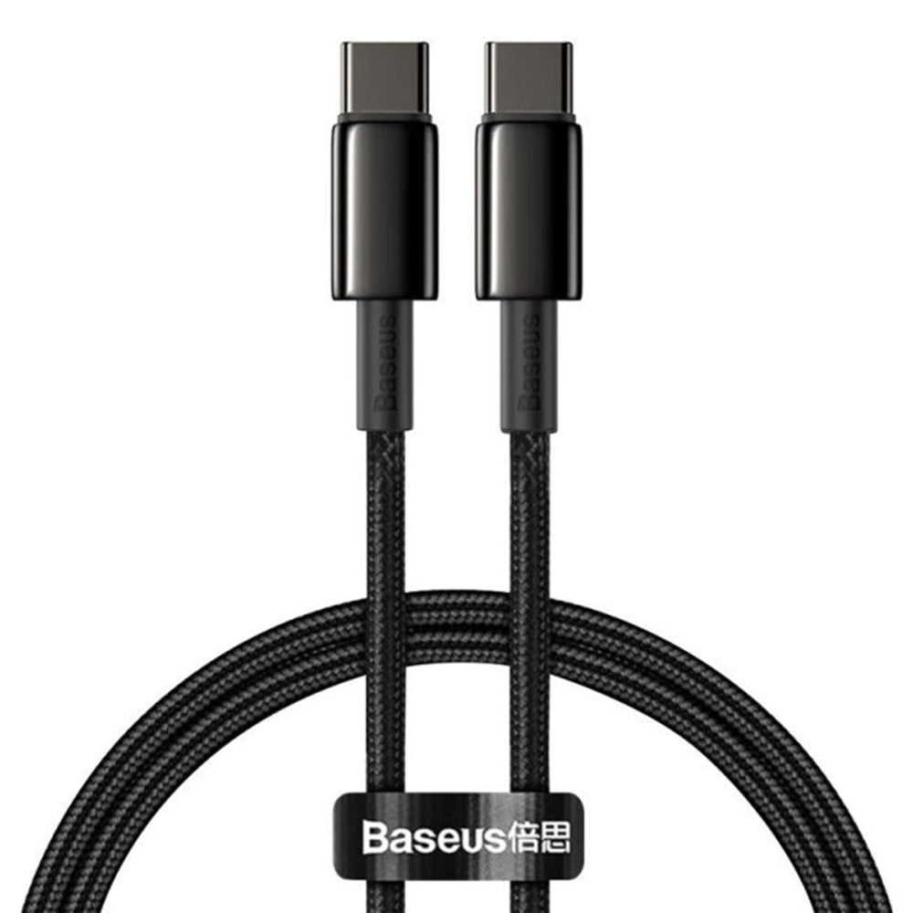 Cablu Baseus Tungsten Gold (CATWJ-01), Type-C to Type-C, Fast Charging, 100W, 1m, Negru