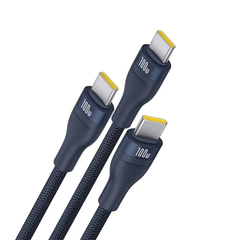 Cablu Baseus Flash Series 3 (P10377503321-00), Fast Charge, USB-C to 3x Type-C, 3in1, PD100W, 480Mbps, 1.5m, Albastru