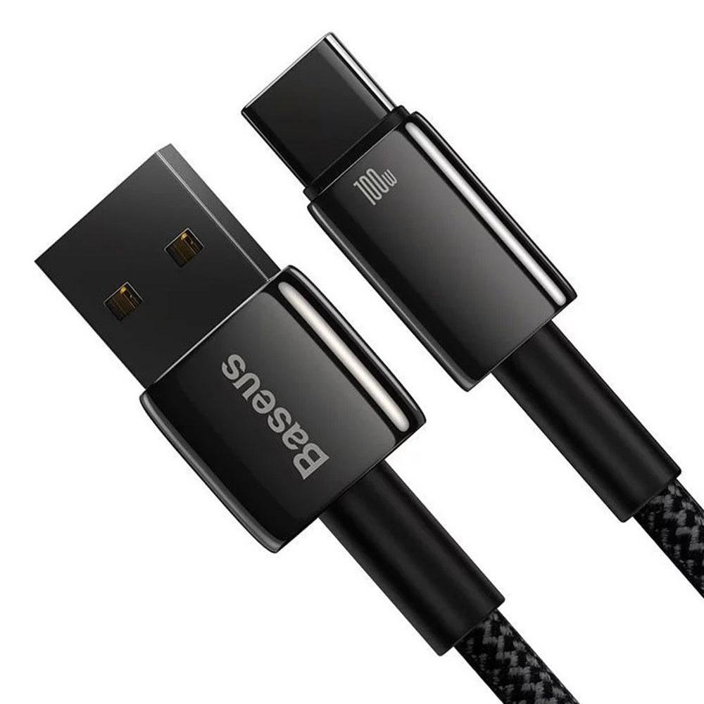 Cablu Baseus Tungsten Gold (CAWJ000101), USB to Type-C, Super Fast Charge, 100W, 480Mbps, 2m, Negru