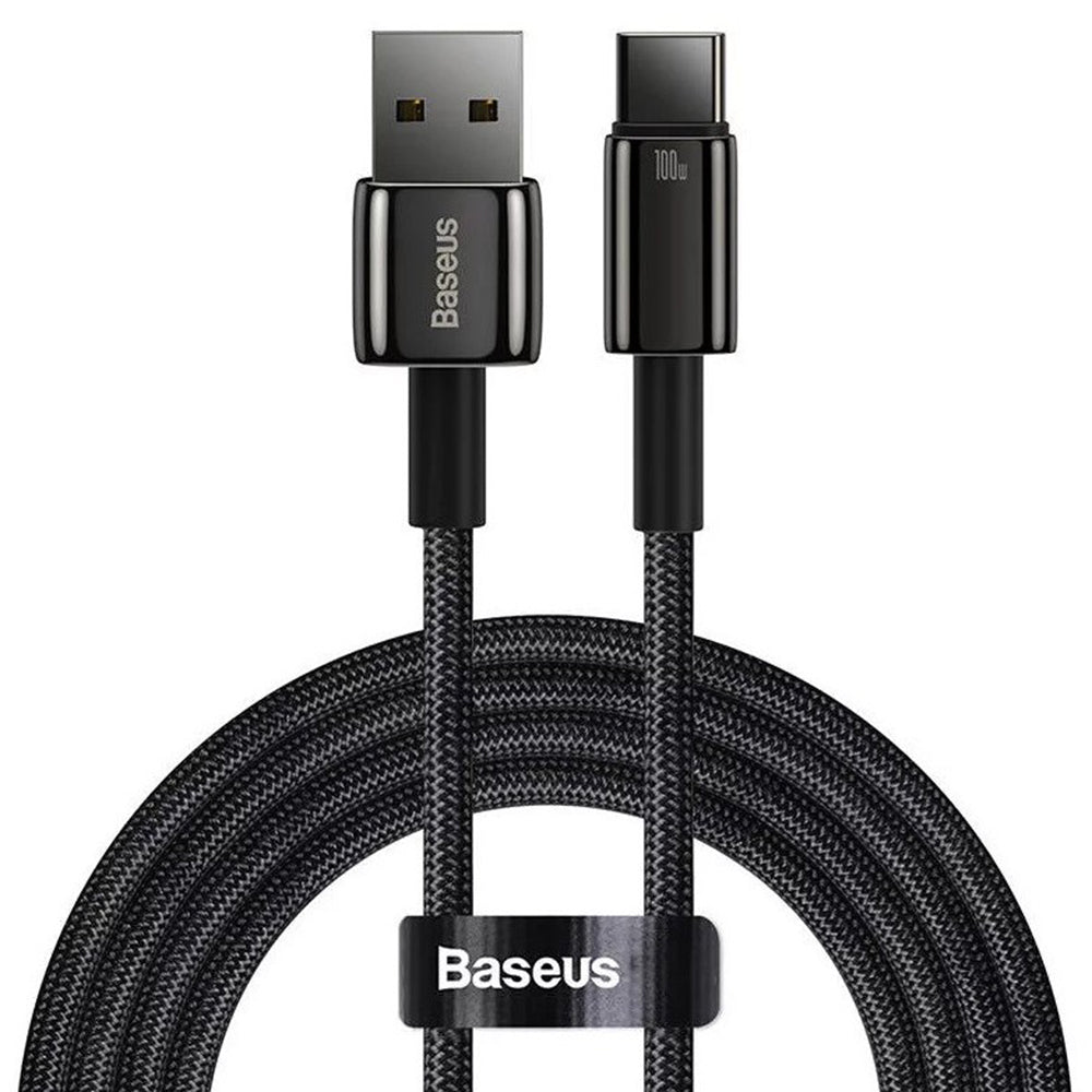 Cablu Baseus Tungsten Gold (CAWJ000001), USB to Type-C, Super Fast Charge, 100W, 480Mbps, 1m, Negru