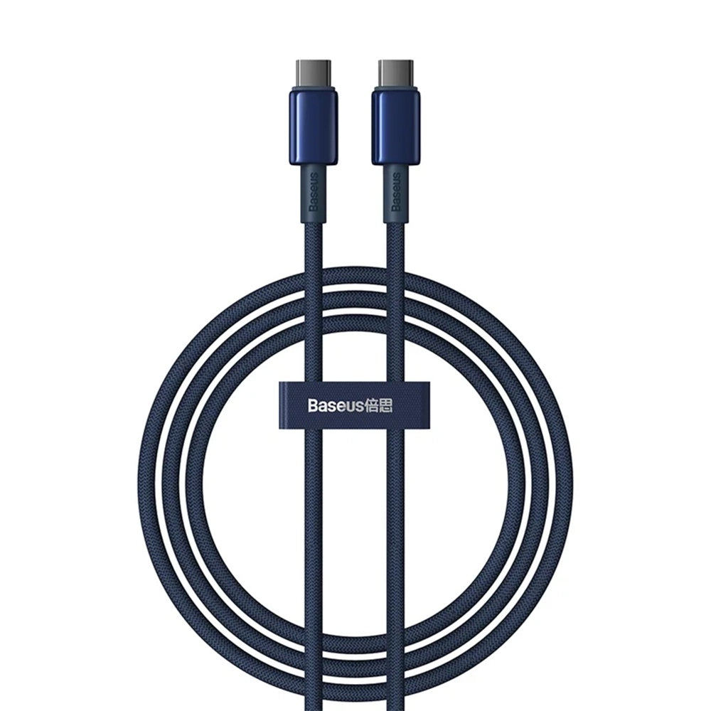 Cablu Baseus Tungsten Gold (P10319800321-03), Type-C to Type-C, Super Fast Charge, 100W, 480Mbps, 1m, Bleumarin