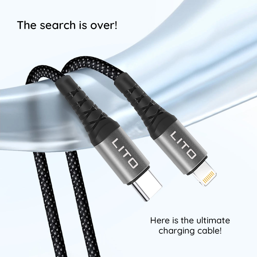 Cablu Lito (LD22CL), Type-C to Lightning, Fast Charging, 27W, 2m, Negru