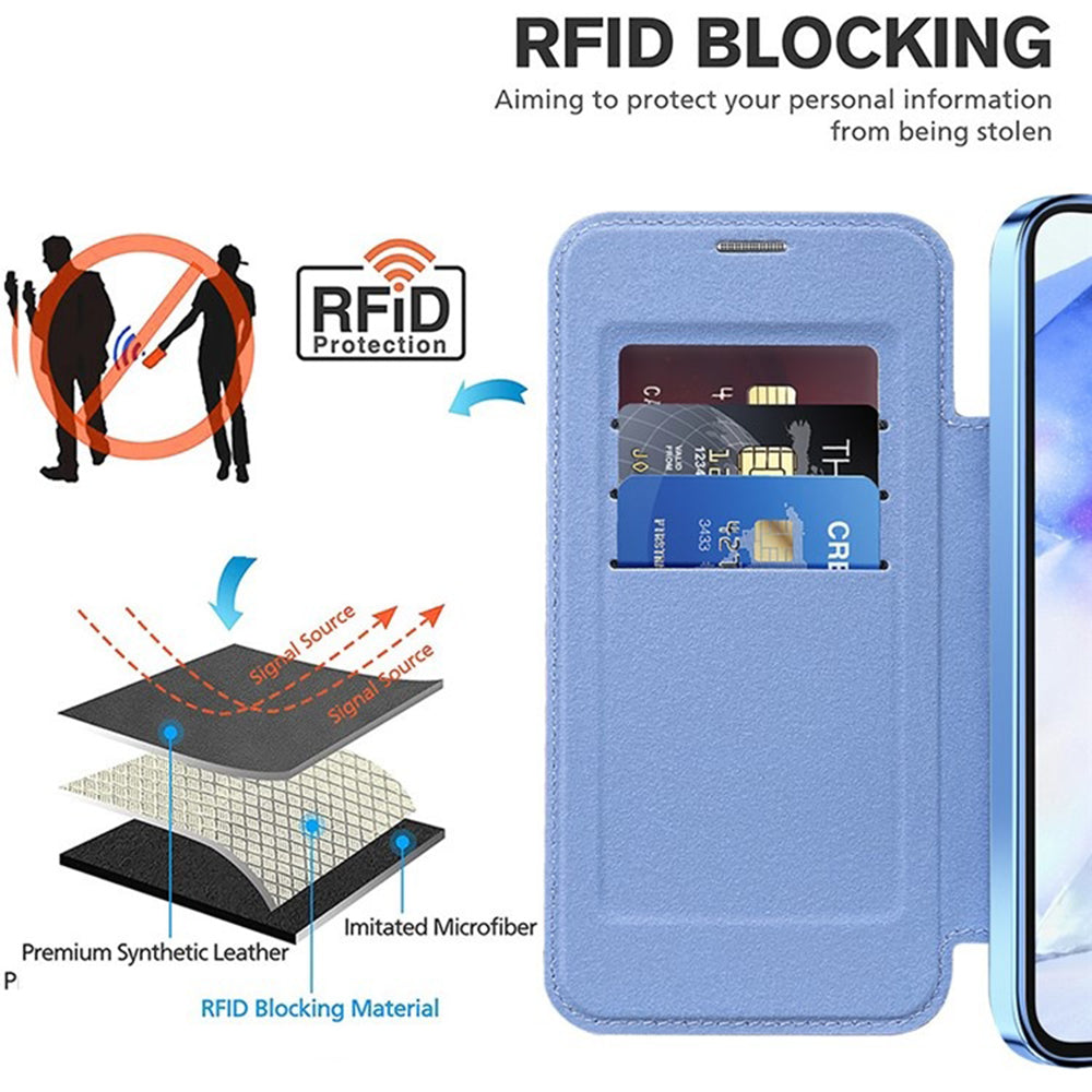 Husa de protectie Techsuit SmartMag Book compatibil cu Samsung Galaxy A55 5G, Albastru Deschis